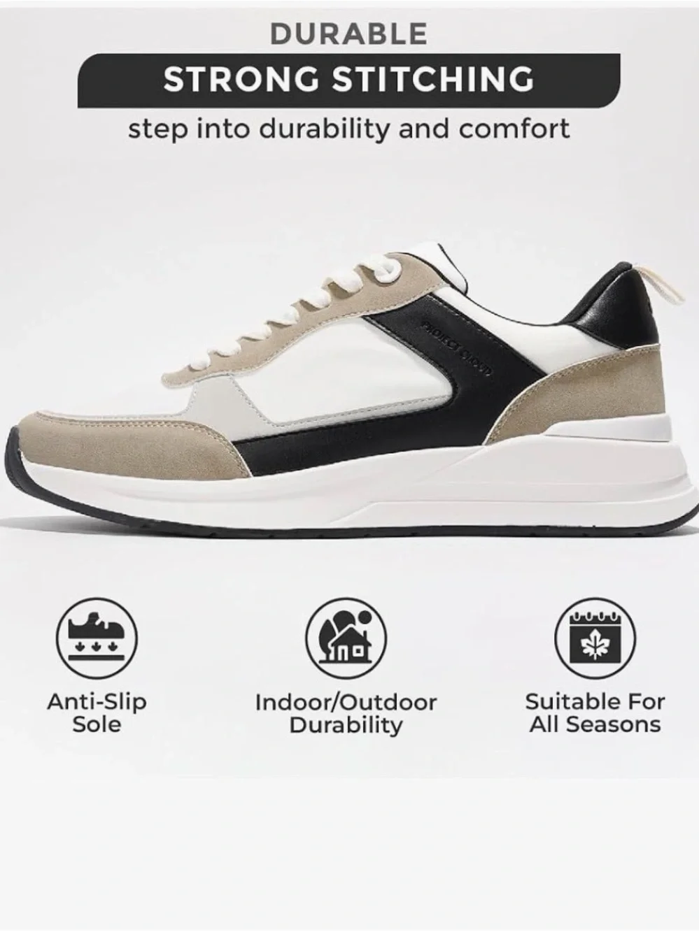 Project Cloud Kurt Neutral Tone Platform Sneakers - White, Taupe, Grey, Black